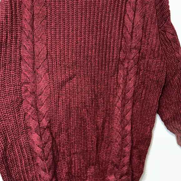 Liny Xin Women’s Burgundy Cable Knit Sweater NWT Medium Slightly Oversized New - Picture 3 of 8